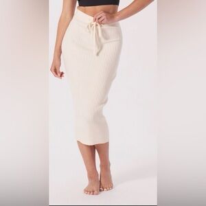 Glyder Beige Ribbed Pencil Skirt